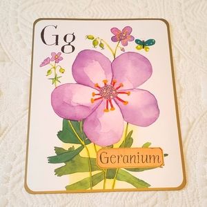 4 for $25! Letter G Geranium Card with Butterfly